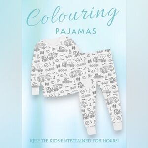 NEW**Color your own pajamas Kids Construction Print boys/girls 7T